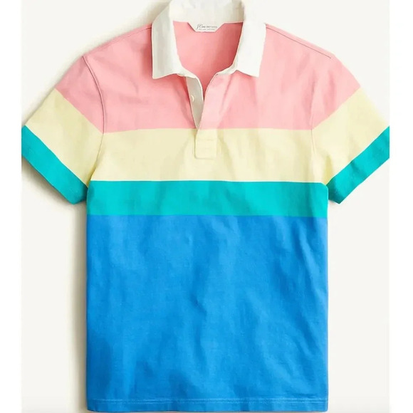 J.Crew Pastel Colorblock Polo Shirt Medium‎ Men’s New with Tags 🌈 - Picture 1 of 8